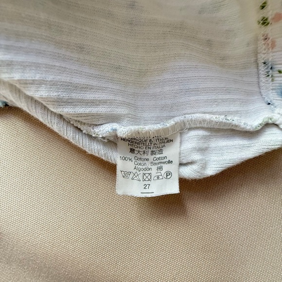 Brandy Melville White Blue Floral Lace Trim Ribbed Cotton Cami Tank Top Small - Picture 6 of 6